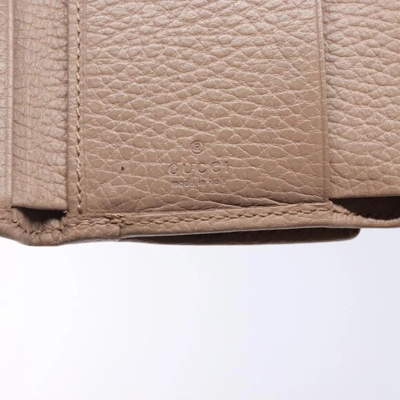GUCCI GG Marmont Trifold Wallet Leather Beige Gold - Picture 12 of 15